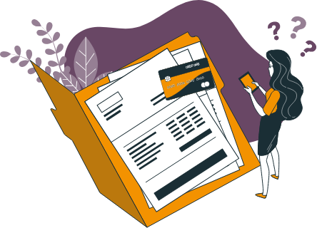 illustration d'une femme qui recherche une facture sur linscription.com