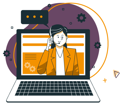 contacter un commercial Linscription illustration d'une femme du service client, commercial à l'écran d'un ordinateur