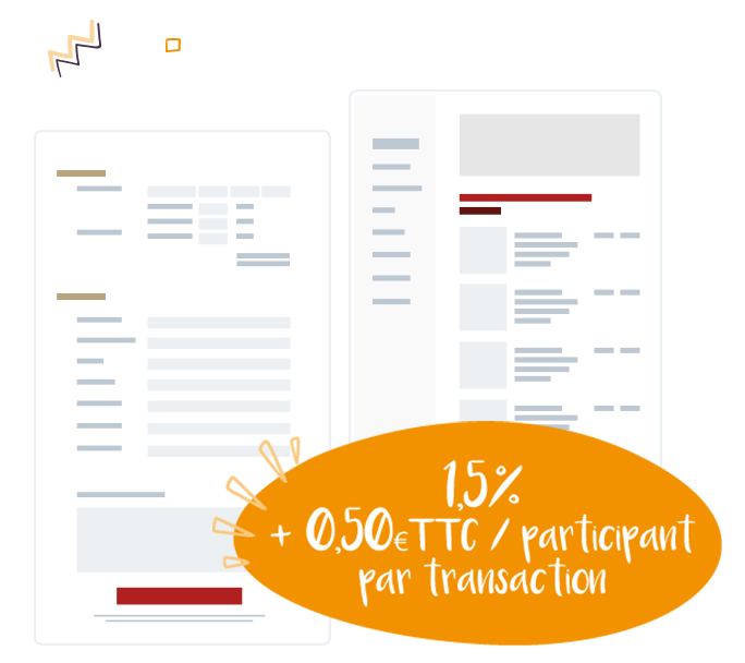 representation graphique simplifie d'un formulaire d'inscription en ligne avec le paiement en ligne pour s'inscrire à un événement