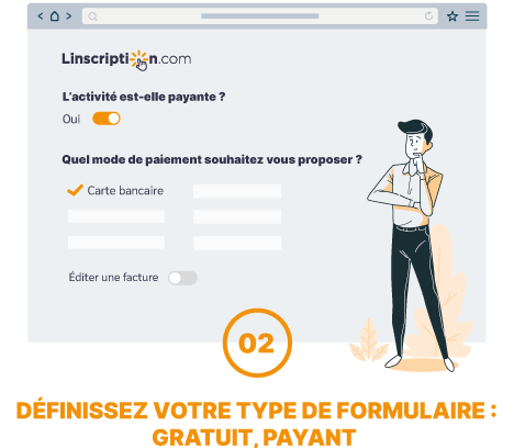 illustration interface solution inscription et paiement en ligne de l'assistant simplifié linscription.com