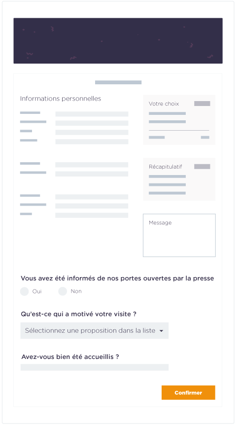 illustration d'une solution de pre-inscriptions en ligne journees portes ouvertes avec champs personnalisés