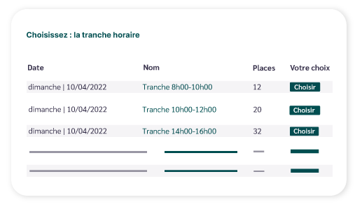 illustration gestion inscriptions en ligne evenements golf par tranche horaire