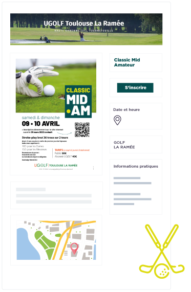 illustration solution inscriptions en ligne paiement competitions golf