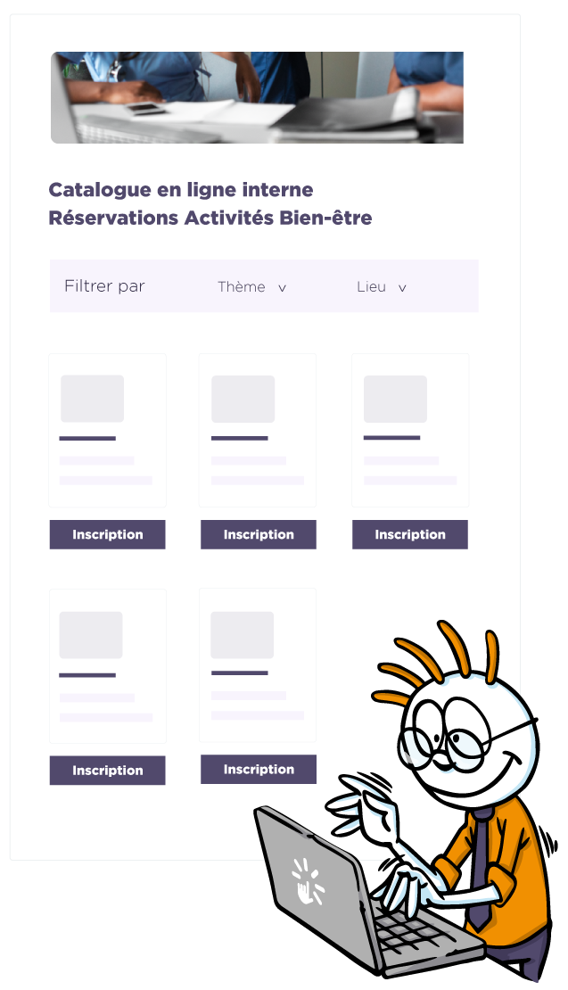 outil inscription catalogue en ligne interne activites bien etre etablissement sante illustration d'un catalogue en ligne pour inscription à des activités internes d'un établissement de santé