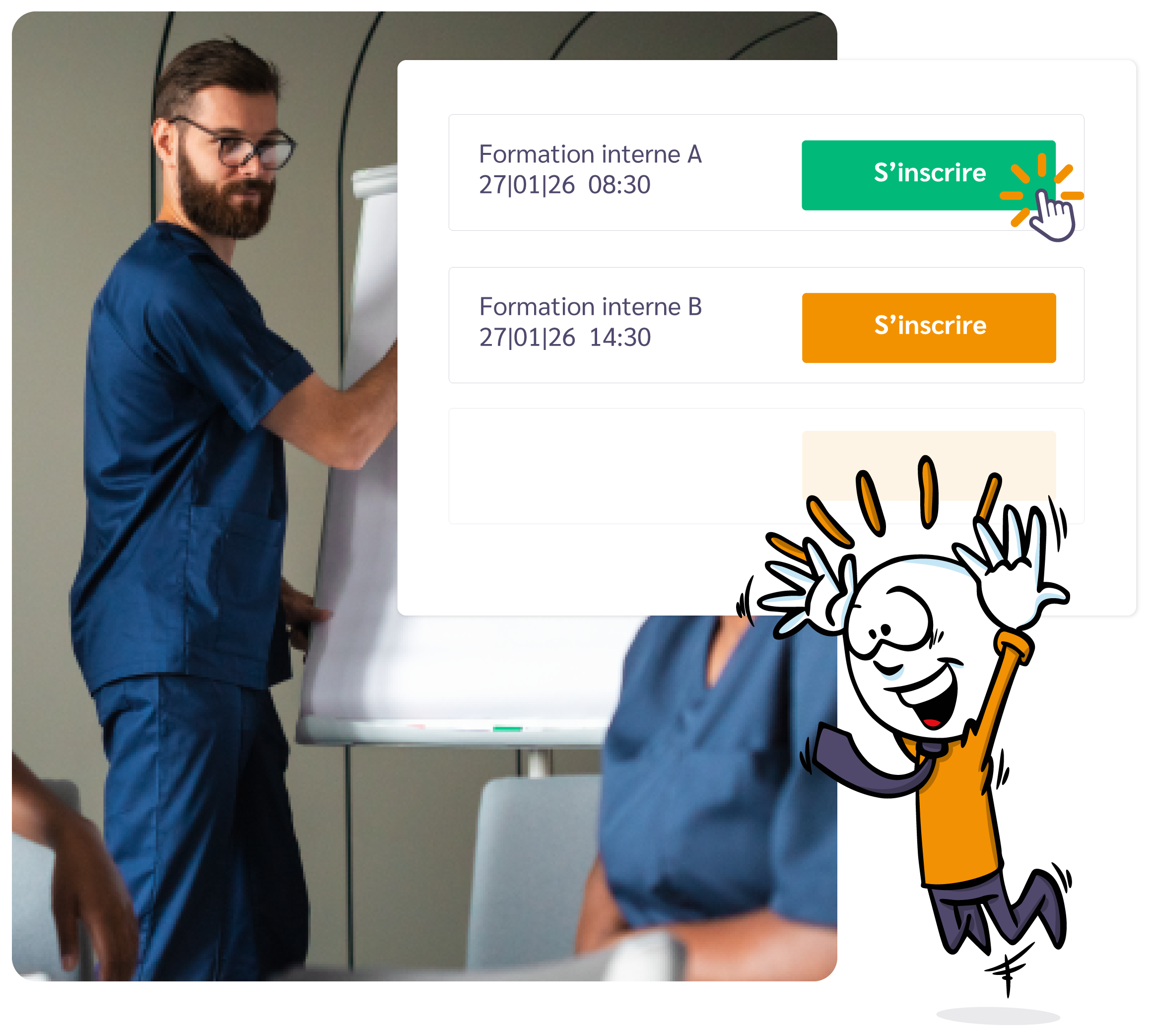 outil inscription reservation activite interne formation etablissement sante illustration de l'outil de réservation inscription en ligne aux activités pour un établissement de santé