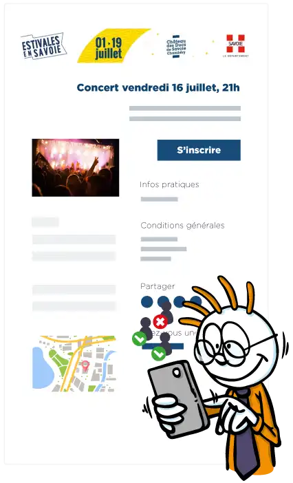 illustration formulaire d'inscriptions en ligne pour une billetterie