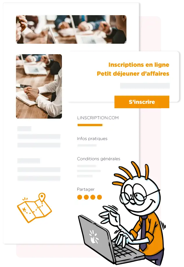 illustration d'un formulaire d'inscriptions à un club d'affaires propulsé par Linscription.com