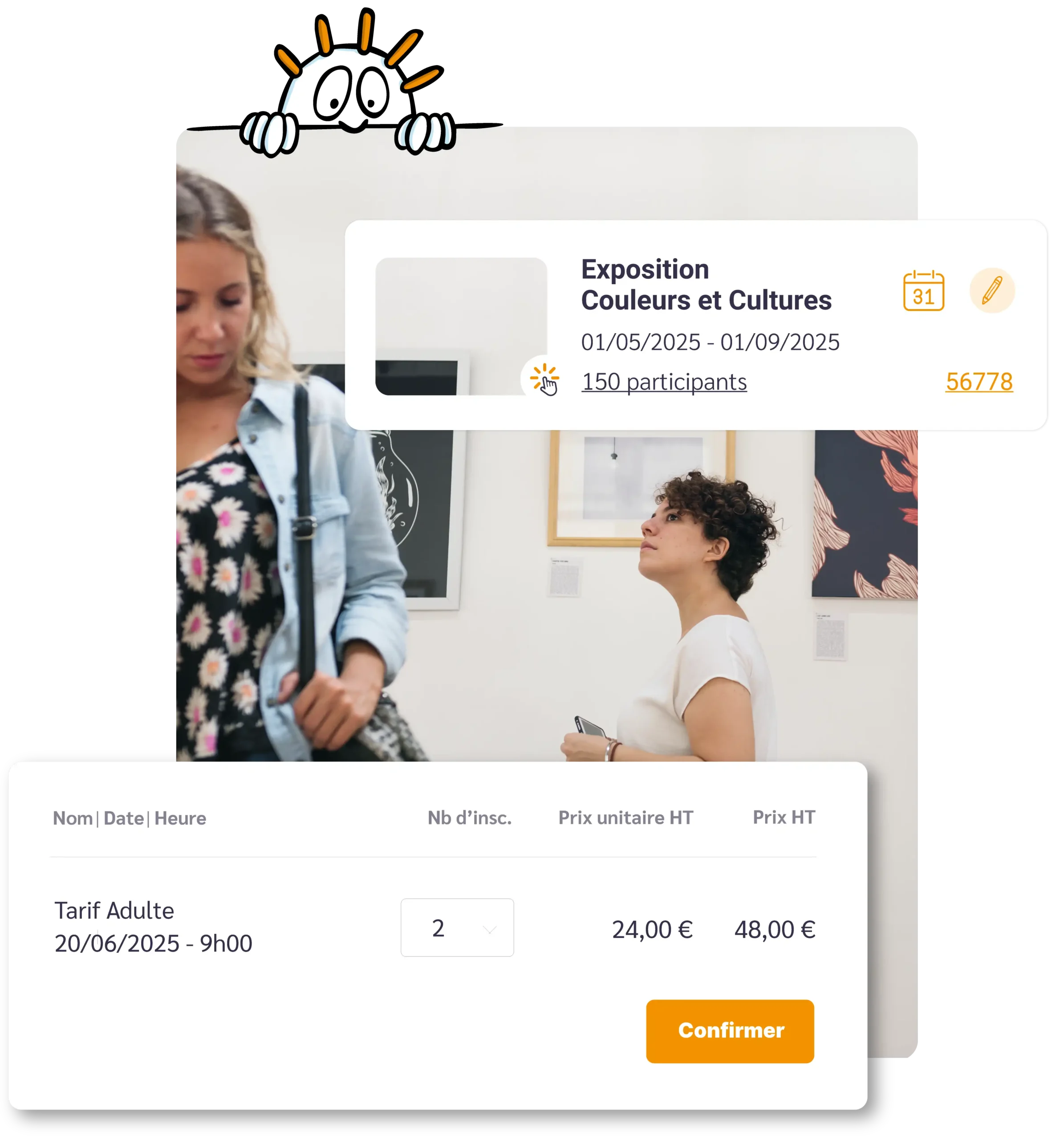 illustration inscription en ligne à une événement socio-culturel sur la solution Linscription.com