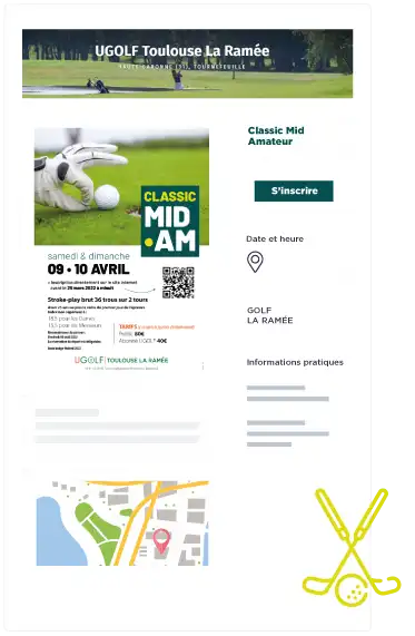 illustration solution inscriptions en ligne paiement competitions golf