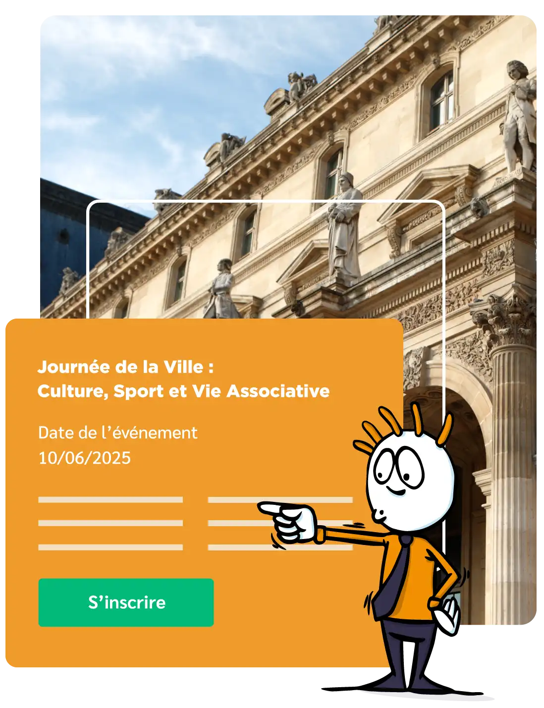 solution reservation inscription en ligne événements municipaux illustration inscription en ligne à une événement socio-culturel sur la solution Linscription.com