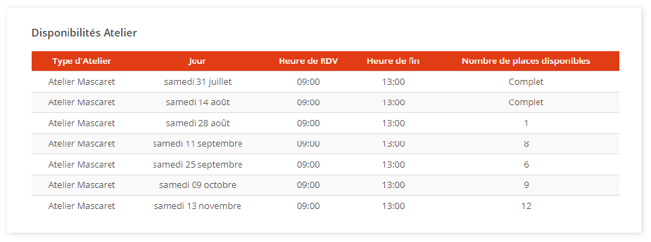 gestion inscriptions en ligne ateliers