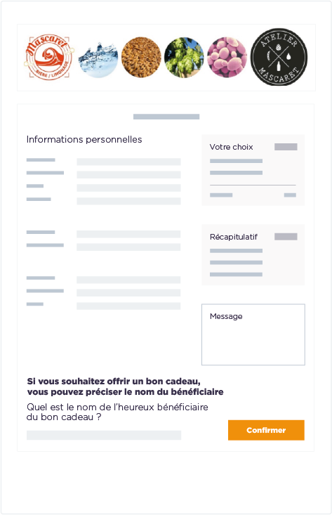 solution gestion bons cadeaux illustration d'un formulaire d'inscriptions en ligne avec gestion de bons cadeaux