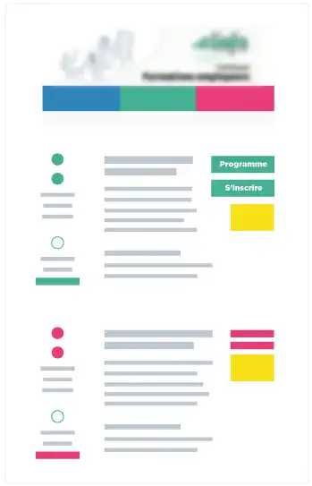 solution gestion inscriptions catalogue en ligne illustration d'un catalogue de formations créé par Linscription.com