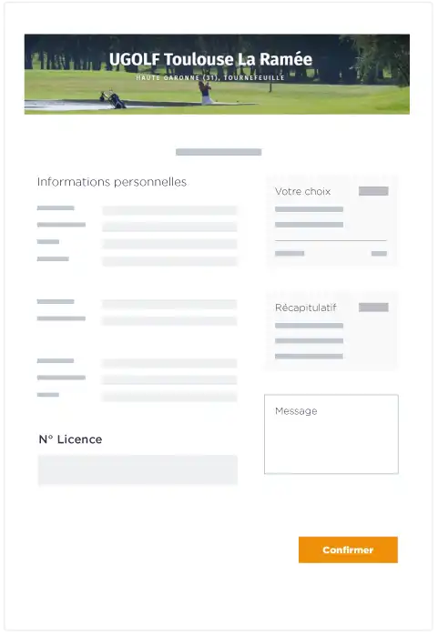 solution paiement en ligne competitions golf illustration formulaire d'inscriptions compétition golf