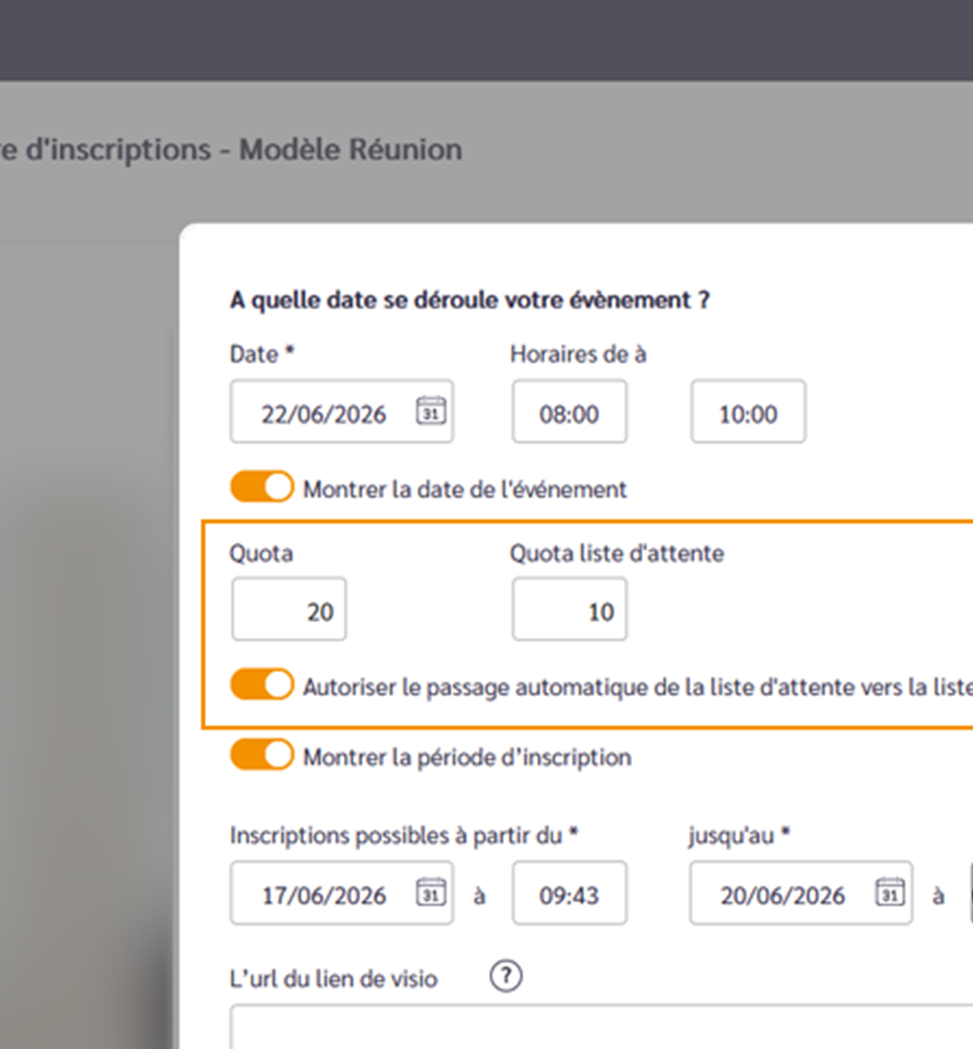 gerer une liste attente inscription événement